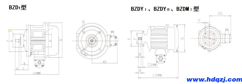 BZDⅠ、BZDYⅠ、BZDYⅡ、BZDMⅠ隔爆型錐形轉(zhuǎn)子三相異步電動(dòng)機(jī)外形尺寸圖.jpg